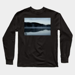 Misty Lake Silhouette. Amazing shot of the Ferchensee lake in Bavaria, Germany. Scenic foggy morning scenery at sunrise. Long Sleeve T-Shirt